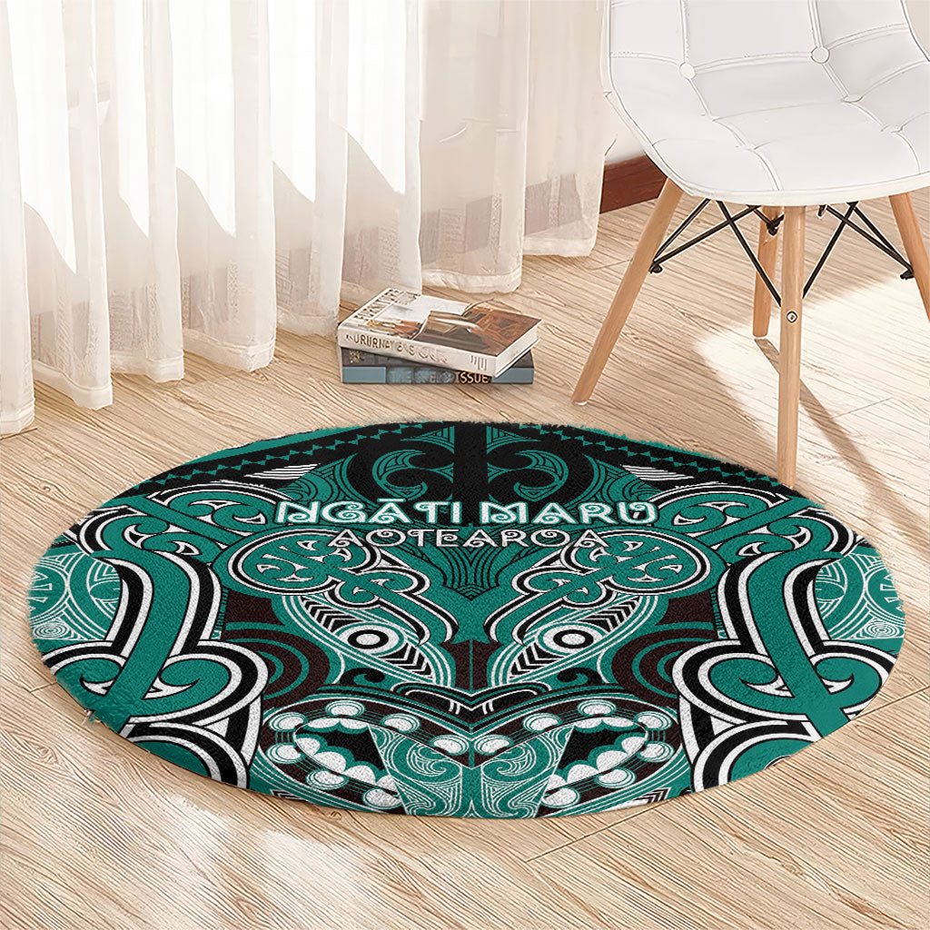 Aotearoa Iwi Ngati Maru Round Carpet Maori Kowhaiwhai Pattern