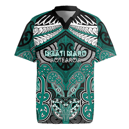 Aotearoa Iwi Ngati Maru Personalised Rugby Jersey Maori Kowhaiwhai Pattern