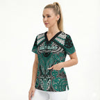 Aotearoa Iwi Ngati Maru Personalised Scrub Top Maori Kowhaiwhai Pattern