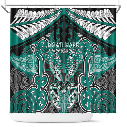 Aotearoa Iwi Ngati Maru Shower Curtain Maori Kowhaiwhai Pattern