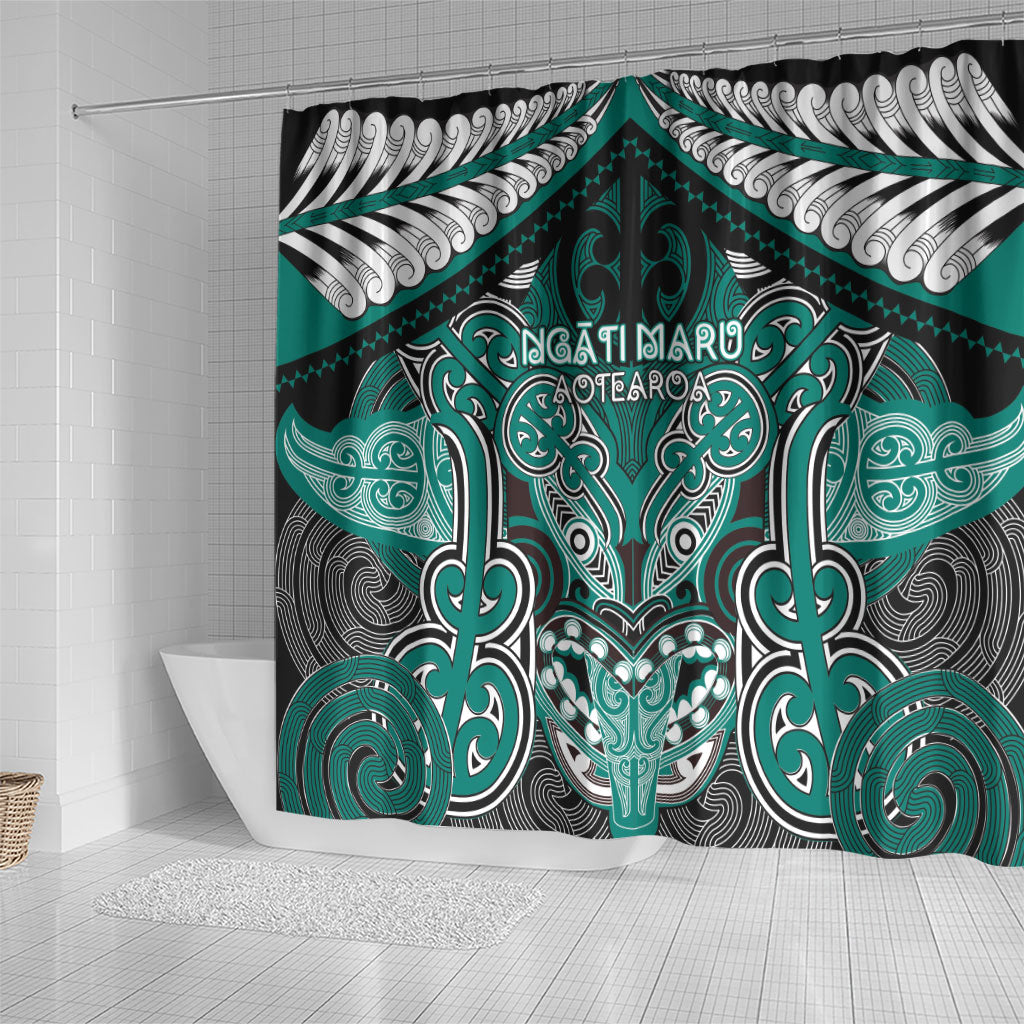 Aotearoa Iwi Ngati Maru Shower Curtain Maori Kowhaiwhai Pattern