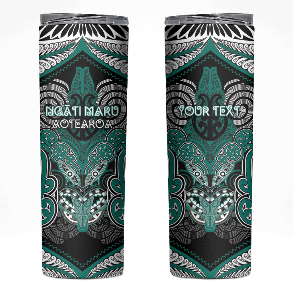 Aotearoa Iwi Ngati Maru Personalised Skinny Tumbler Maori Kowhaiwhai Pattern