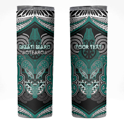 Aotearoa Iwi Ngati Maru Personalised Skinny Tumbler Maori Kowhaiwhai Pattern