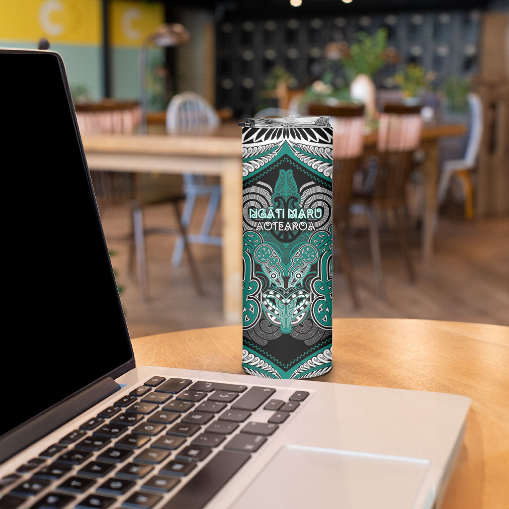 Aotearoa Iwi Ngati Maru Personalised Skinny Tumbler Maori Kowhaiwhai Pattern
