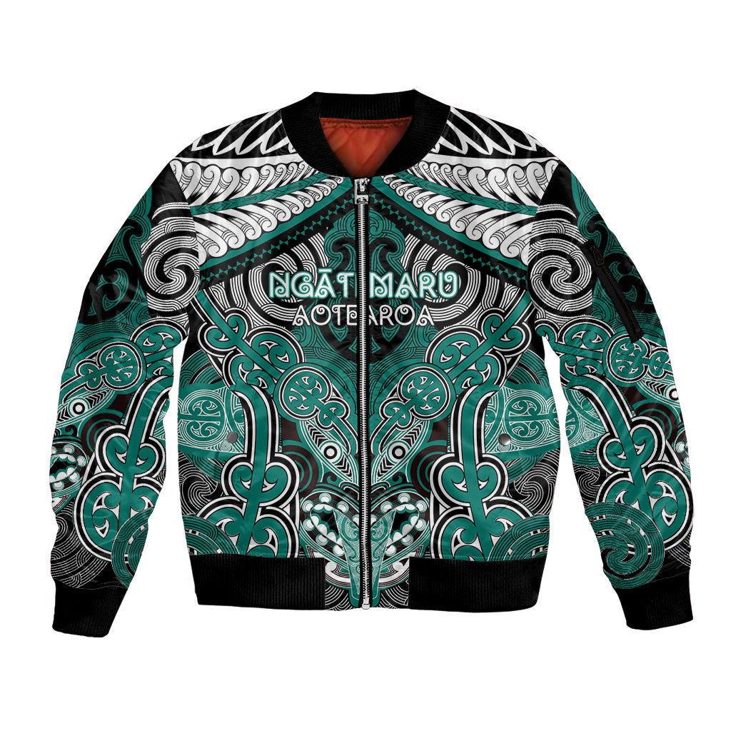 Aotearoa Iwi Ngati Maru Personalised Sleeve Zip Bomber Jacket Maori Kowhaiwhai Pattern