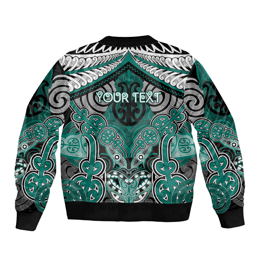 Aotearoa Iwi Ngati Maru Personalised Sleeve Zip Bomber Jacket Maori Kowhaiwhai Pattern