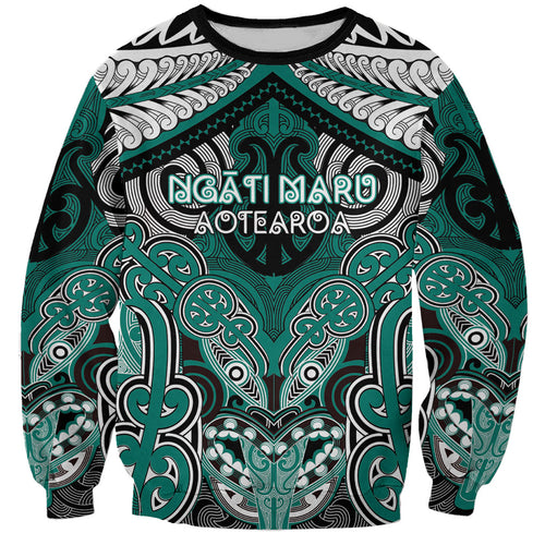Aotearoa Iwi Ngati Maru Personalised Sweatshirt Maori Kowhaiwhai Pattern