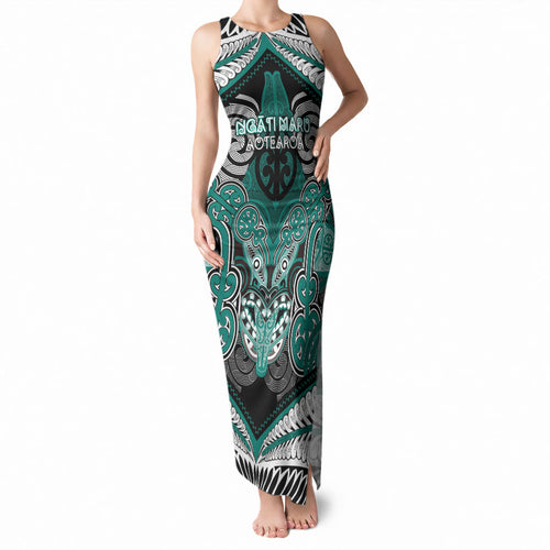 Aotearoa Iwi Ngati Maru Personalised Tank Maxi Dress Maori Kowhaiwhai Pattern