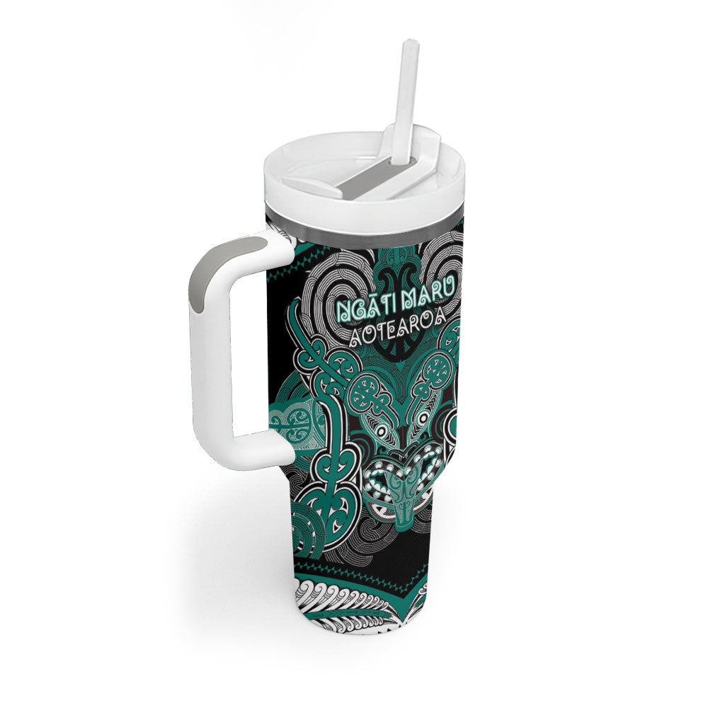 Aotearoa Iwi Ngati Maru Personalised Tumbler With Handle Maori Kowhaiwhai Pattern