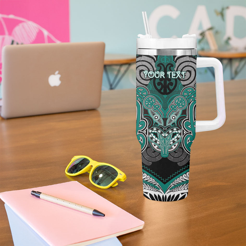 Aotearoa Iwi Ngati Maru Personalised Tumbler With Handle Maori Kowhaiwhai Pattern