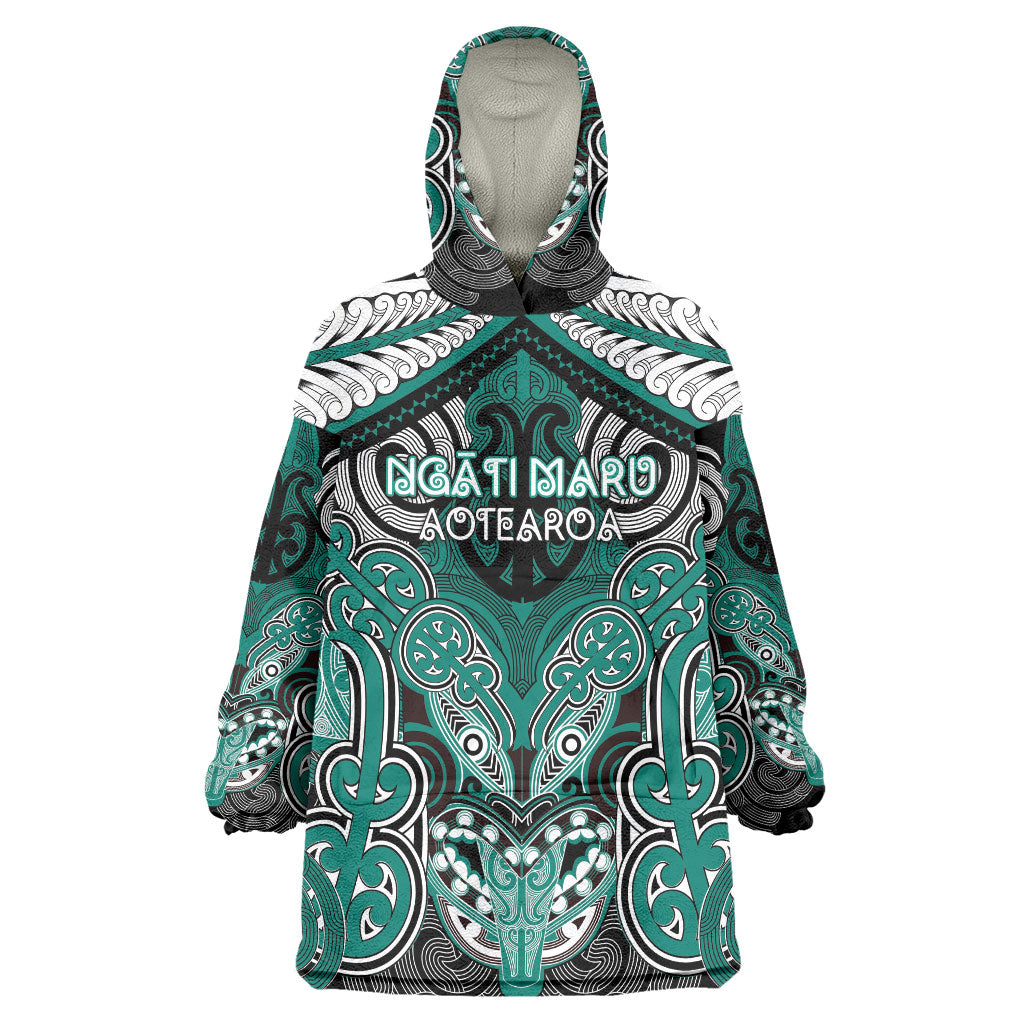 Aotearoa Iwi Ngati Maru Personalised Wearable Blanket Hoodie Maori Kowhaiwhai Pattern