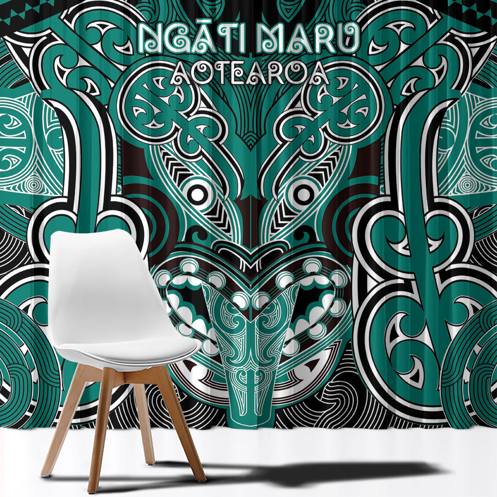 Aotearoa Iwi Ngati Maru Window Curtain Maori Kowhaiwhai Pattern