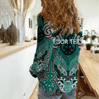 Aotearoa Iwi Ngati Maru Personalised Women Casual Shirt Maori Kowhaiwhai Pattern