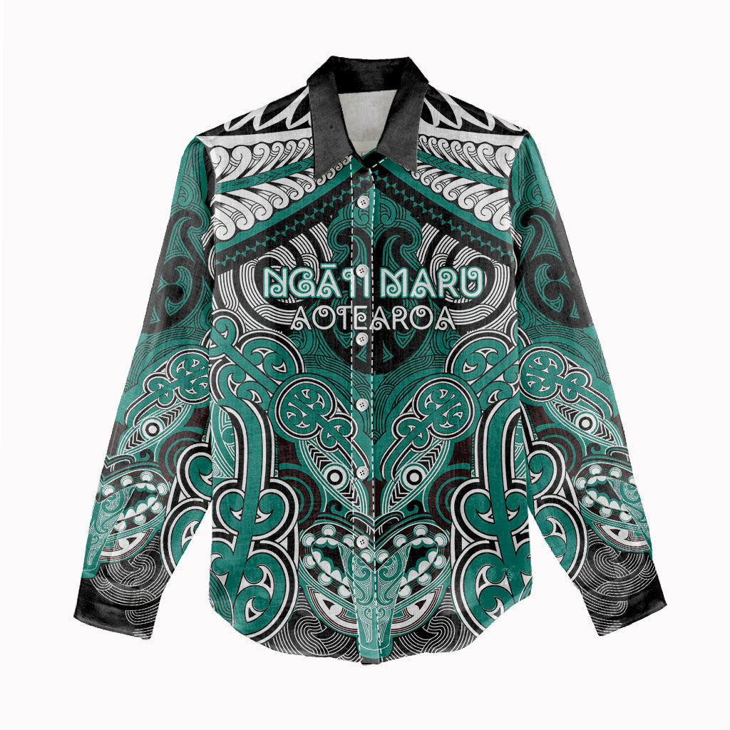 Aotearoa Iwi Ngati Maru Personalised Women Casual Shirt Maori Kowhaiwhai Pattern