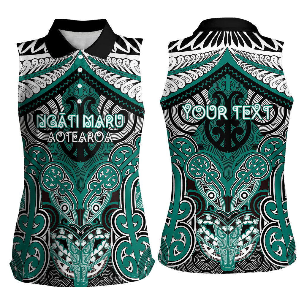 Aotearoa Iwi Ngati Maru Personalised Women Sleeveless Polo Shirt Maori Kowhaiwhai Pattern