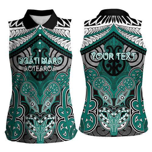 Aotearoa Iwi Ngati Maru Personalised Women Sleeveless Polo Shirt Maori Kowhaiwhai Pattern