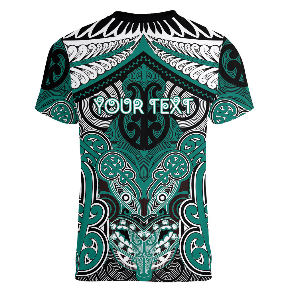 Aotearoa Iwi Ngati Maru Personalised Women V-Neck T-Shirt Maori Kowhaiwhai Pattern