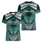Aotearoa Iwi Ngati Maru Personalised Women V-Neck T-Shirt Maori Kowhaiwhai Pattern