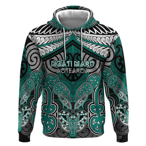 Aotearoa Iwi Ngati Maru Personalised Zip Hoodie Maori Kowhaiwhai Pattern