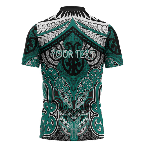 Aotearoa Iwi Ngati Maru Personalised Zipper Polo Shirt Maori Kowhaiwhai Pattern