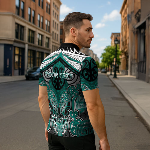 Aotearoa Iwi Ngati Maru Personalised Zipper Polo Shirt Maori Kowhaiwhai Pattern