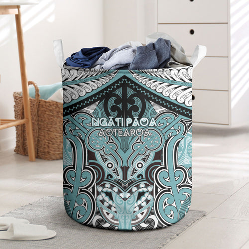 Aotearoa Iwi Ngati Paoa Laundry Basket Maori Kowhaiwhai Pattern