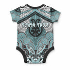 Aotearoa Iwi Ngati Paoa Personalised Baby Onesie Maori Kowhaiwhai Pattern