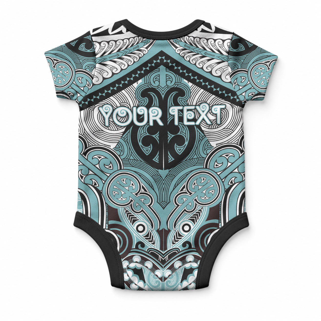 Aotearoa Iwi Ngati Paoa Personalised Baby Onesie Maori Kowhaiwhai Pattern