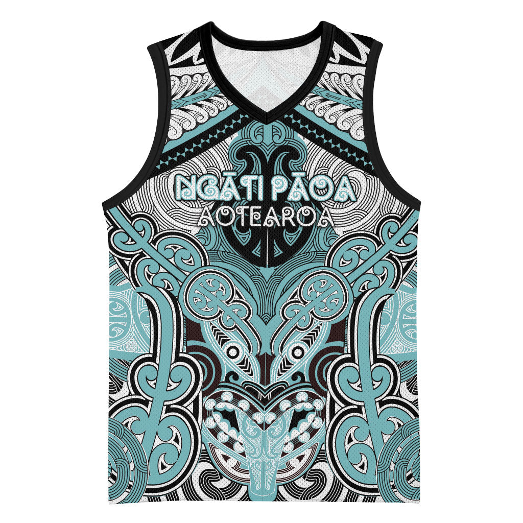 Aotearoa Iwi Ngati Paoa Personalised Basketball Jersey Maori Kowhaiwhai Pattern