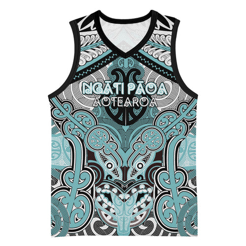 Aotearoa Iwi Ngati Paoa Personalised Basketball Jersey Maori Kowhaiwhai Pattern
