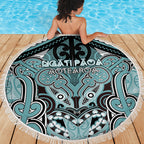 Aotearoa Iwi Ngati Paoa Beach Blanket Maori Kowhaiwhai Pattern