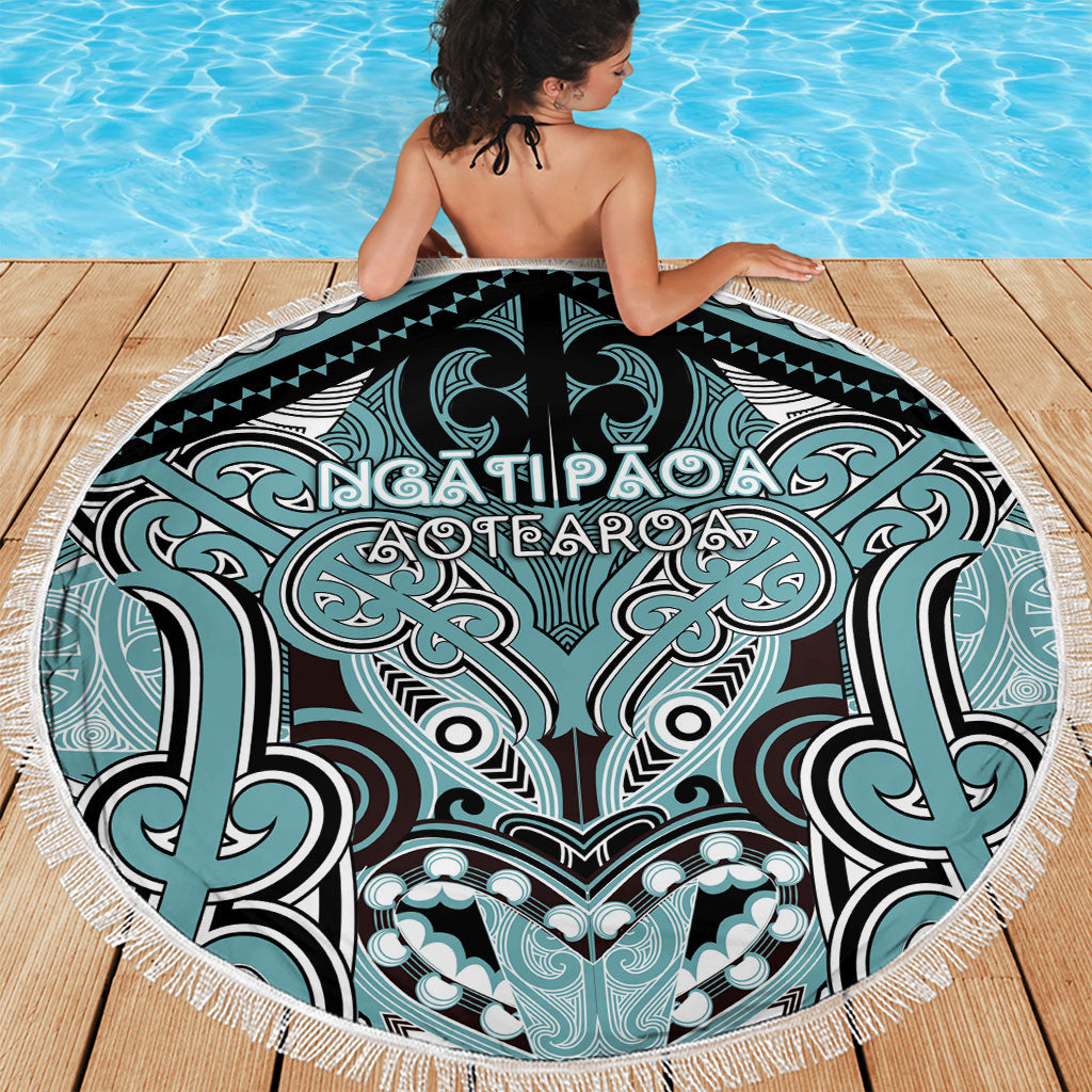 Aotearoa Iwi Ngati Paoa Beach Blanket Maori Kowhaiwhai Pattern