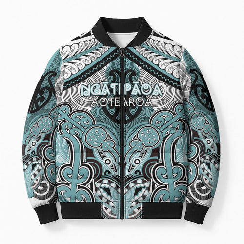 Aotearoa Iwi Ngati Paoa Personalised Bomber Puffer Jacket Maori Kowhaiwhai Pattern