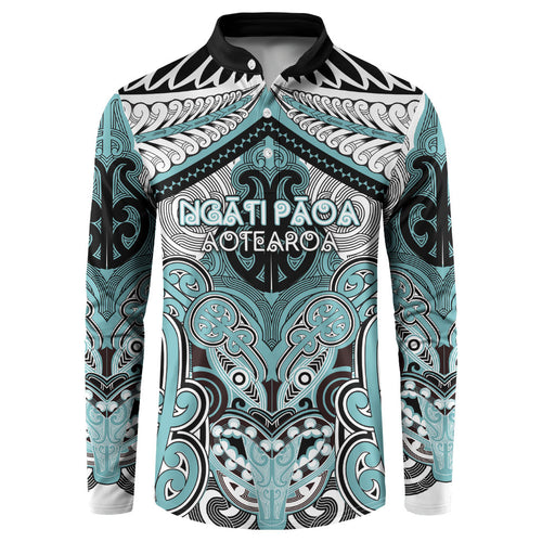 Aotearoa Iwi Ngati Paoa Personalised Button Sweatshirt Maori Kowhaiwhai Pattern