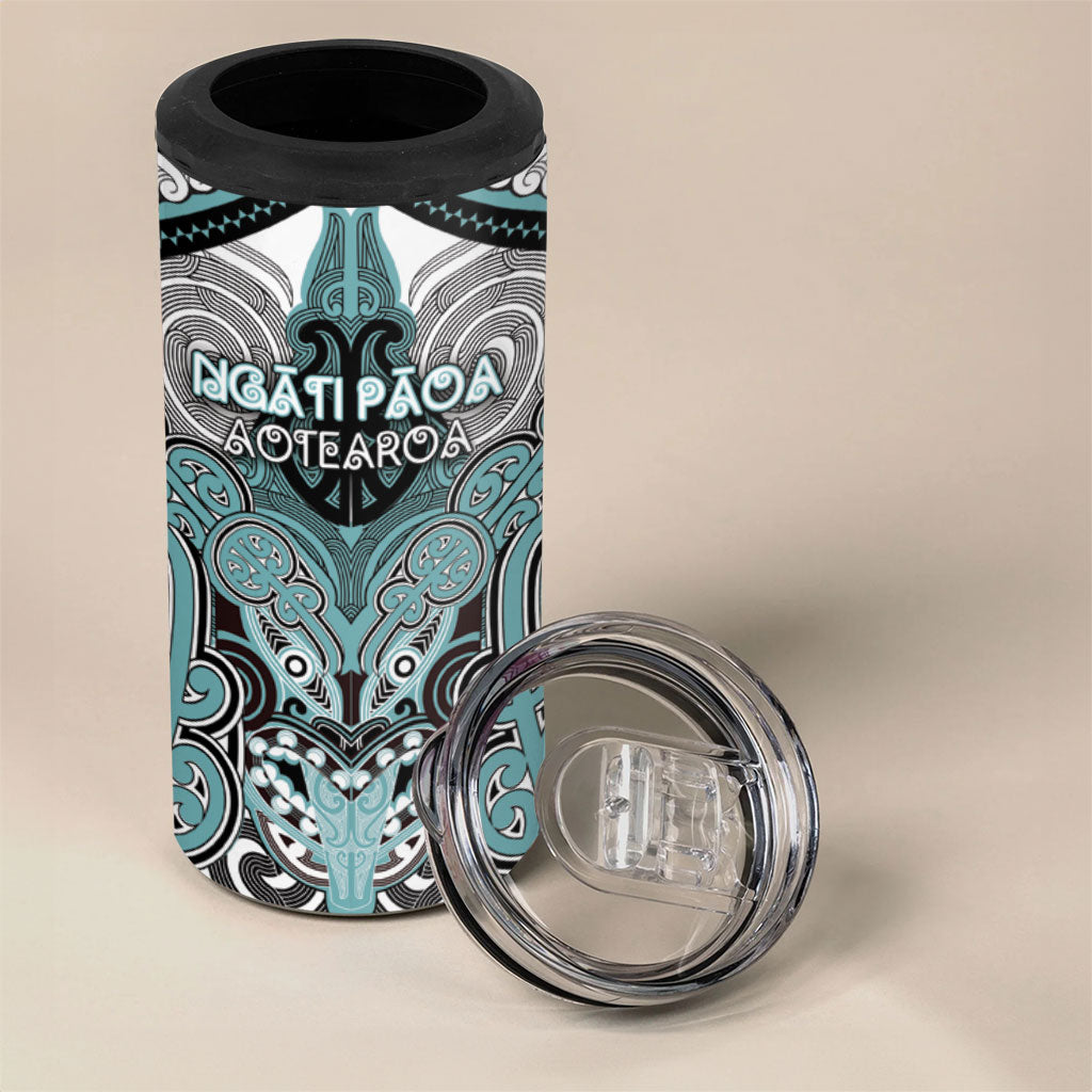 Aotearoa Iwi Ngati Paoa Personalised 4 in 1 Can Cooler Tumbler Maori Kowhaiwhai Pattern