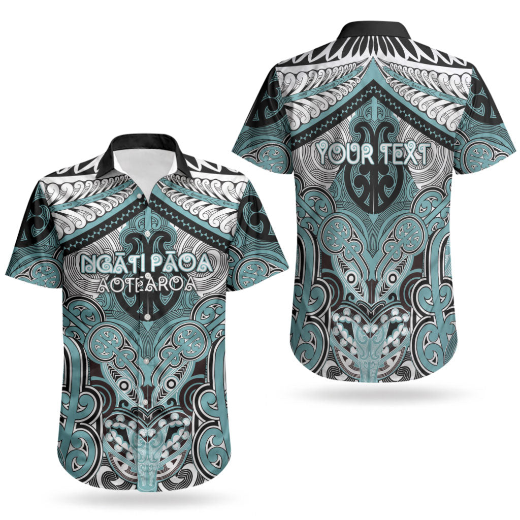 Aotearoa Iwi Ngati Paoa Personalised Couples Matching Long Sleeve Bodycon Dress and Hawaiian Shirt Maori Kowhaiwhai Pattern