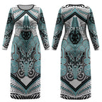 Aotearoa Iwi Ngati Paoa Personalised Couples Matching Long Sleeve Bodycon Dress and Long Sleeve Button Shirt Maori Kowhaiwhai Pattern