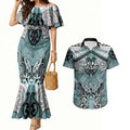Aotearoa Iwi Ngati Paoa Personalised Couples Matching Mermaid Dress and Hawaiian Shirt Maori Kowhaiwhai Pattern