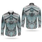 Aotearoa Iwi Ngati Paoa Personalised Couples Matching Mermaid Dress and Long Sleeve Button Shirt Maori Kowhaiwhai Pattern