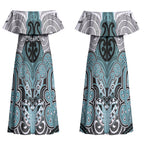 Aotearoa Iwi Ngati Paoa Personalised Couples Matching Off Shoulder Maxi Dress and Hawaiian Shirt Maori Kowhaiwhai Pattern