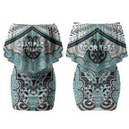 Aotearoa Iwi Ngati Paoa Personalised Couples Matching Off Shoulder Short Dress and Hawaiian Shirt Maori Kowhaiwhai Pattern