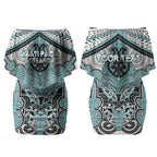 Aotearoa Iwi Ngati Paoa Personalised Couples Matching Off Shoulder Short Dress and Long Sleeve Button Shirt Maori Kowhaiwhai Pattern