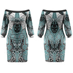 Aotearoa Iwi Ngati Paoa Personalised Couples Matching Off The Shoulder Long Sleeve Dress and Hawaiian Shirt Maori Kowhaiwhai Pattern