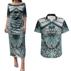 Aotearoa Iwi Ngati Paoa Personalised Couples Matching Puletasi and Hawaiian Shirt Maori Kowhaiwhai Pattern