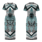 Aotearoa Iwi Ngati Paoa Personalised Couples Matching Short Sleeve Bodycon Dress and Hawaiian Shirt Maori Kowhaiwhai Pattern