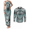 Aotearoa Iwi Ngati Paoa Personalised Couples Matching Tank Maxi Dress and Long Sleeve Button Shirt Maori Kowhaiwhai Pattern