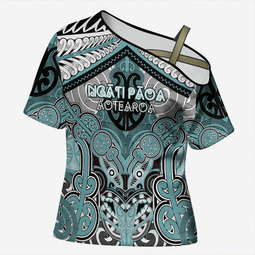 Aotearoa Iwi Ngati Paoa Personalised Cross Shoulder Shirt Maori Kowhaiwhai Pattern