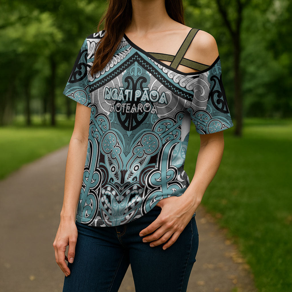 Aotearoa Iwi Ngati Paoa Personalised Cross Shoulder Shirt Maori Kowhaiwhai Pattern