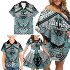 Aotearoa Iwi Ngati Paoa Personalised Family Matching Off Shoulder Short Dress and Hawaiian Shirt Maori Kowhaiwhai Pattern