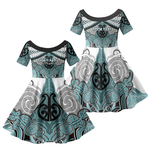 Aotearoa Iwi Ngati Paoa Personalised Family Matching Summer Maxi Dress and Hawaiian Shirt Maori Kowhaiwhai Pattern